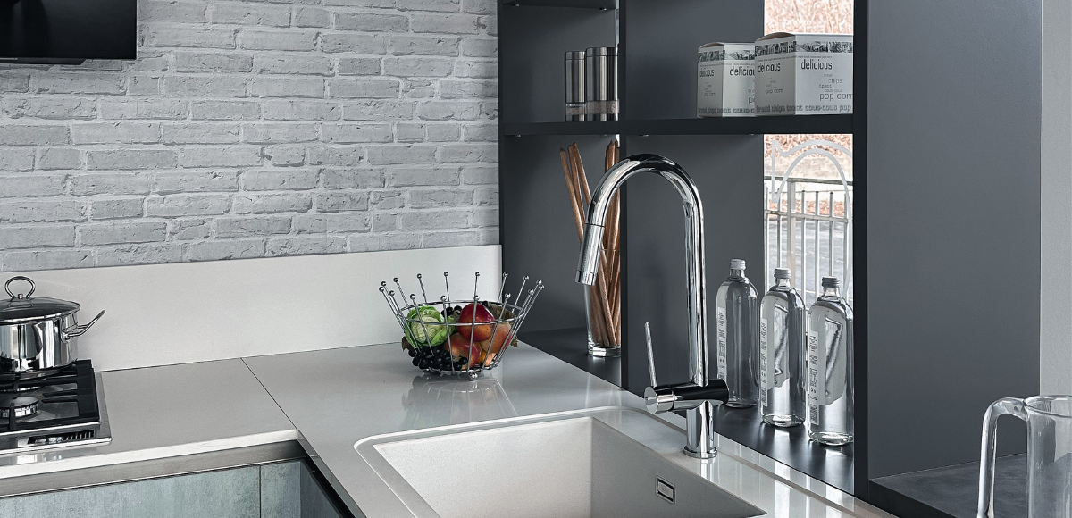 Cucina Oyster Pro Beton Grigio e Ardesia - Image