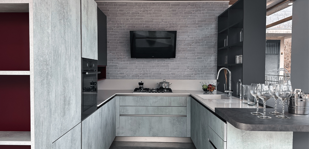 Cucina Oyster Pro Beton Grigio e Ardesia - Image