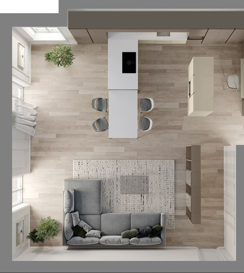 How and when to choose a kitchen with central peninsula, or T-shaped kitchen