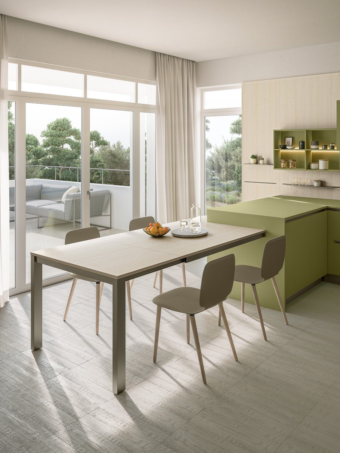 1. The kitchen with peninsula is ideal if you are looking for a partition between two areas in the same room